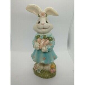 Easter Bunny in Blue Rabbit Carrots Resin Joelson Indust 2004 Spring Movement
